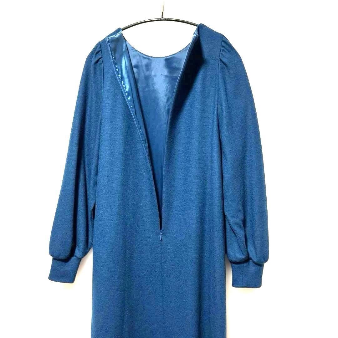 Leilian ホワイトレーベル ウールワンピース ブルー