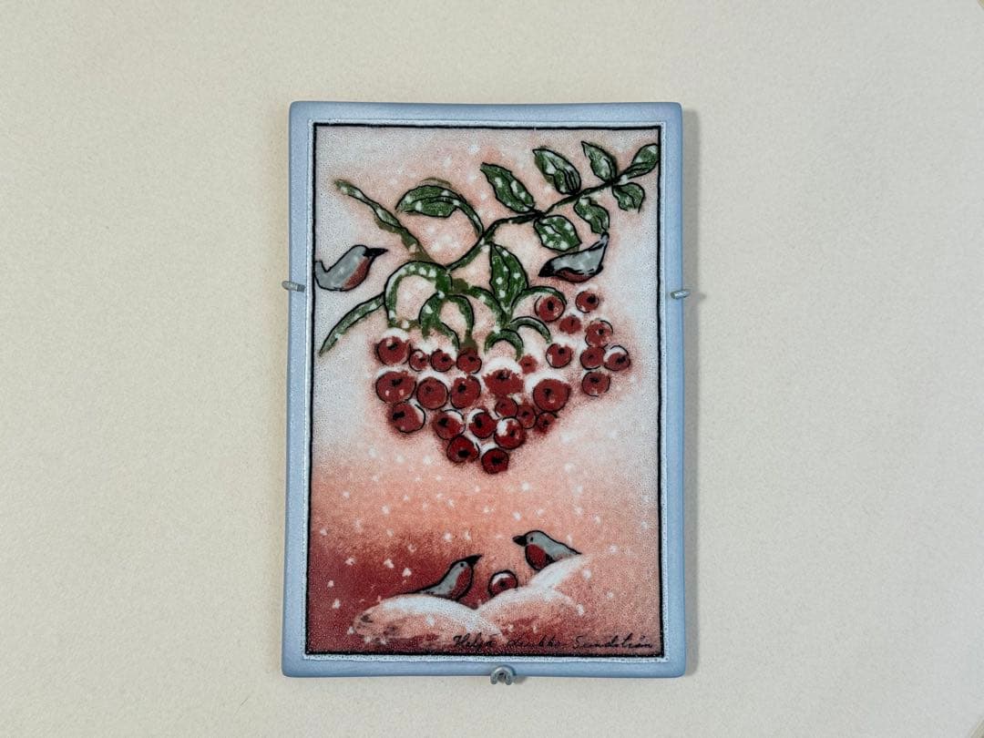 美品 舞い落ちる雪の結晶 2002年 ヘルヤ 陶板画 アラビア