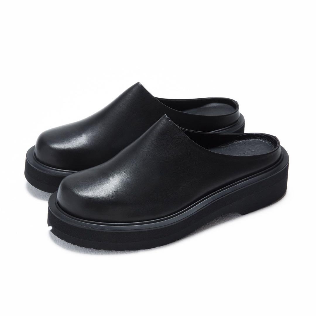 YOAK JANE 41 ブラック レザー スリッポンサンダル サボ