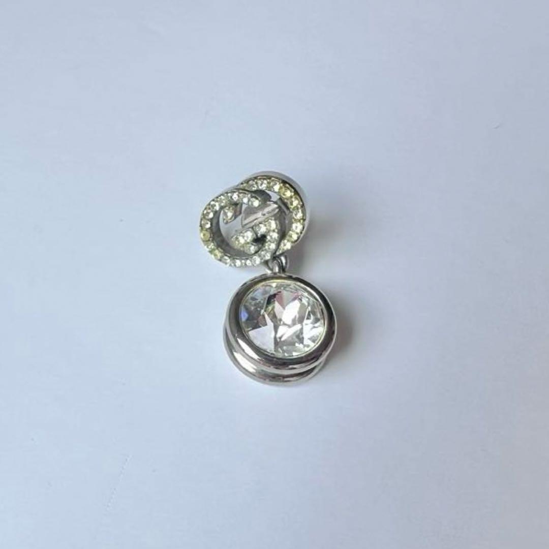 【正規品】GUCCI グッチ GGラインストーンクリスタルシルバーピアス 片耳