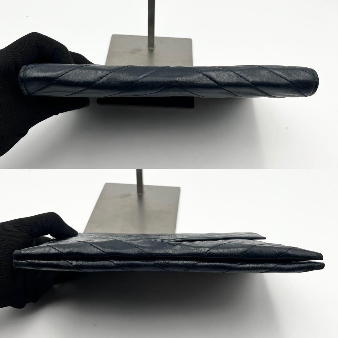 希少✨ サンローラン クラッチバッグ Vステッチ カサンドラ レザー ネイビー