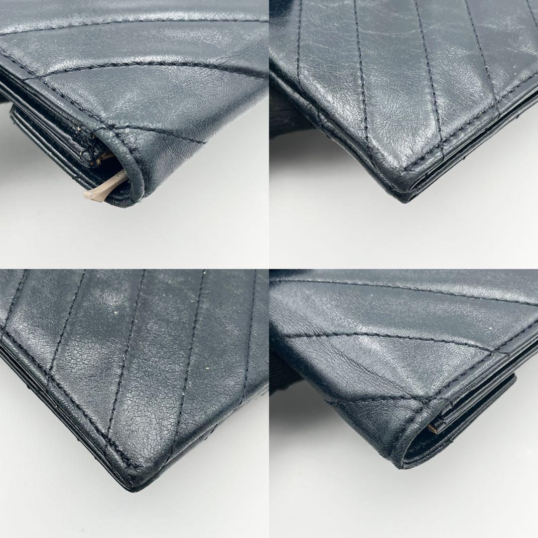 希少✨ サンローラン クラッチバッグ Vステッチ カサンドラ レザー ネイビー