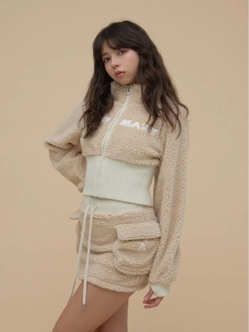 スカート ANDMARY Fluffy mini skirt beige