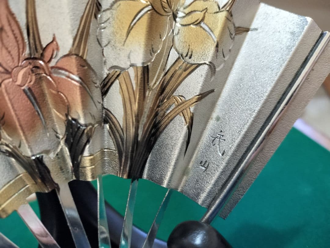 純銀製 飾り扇 金属工芸 秀雄作 シルバー 銀