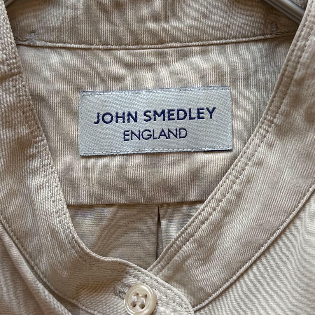 ジョンスメドレー コットンスタンドネックシャツドレス ワンピース マキシ 綿