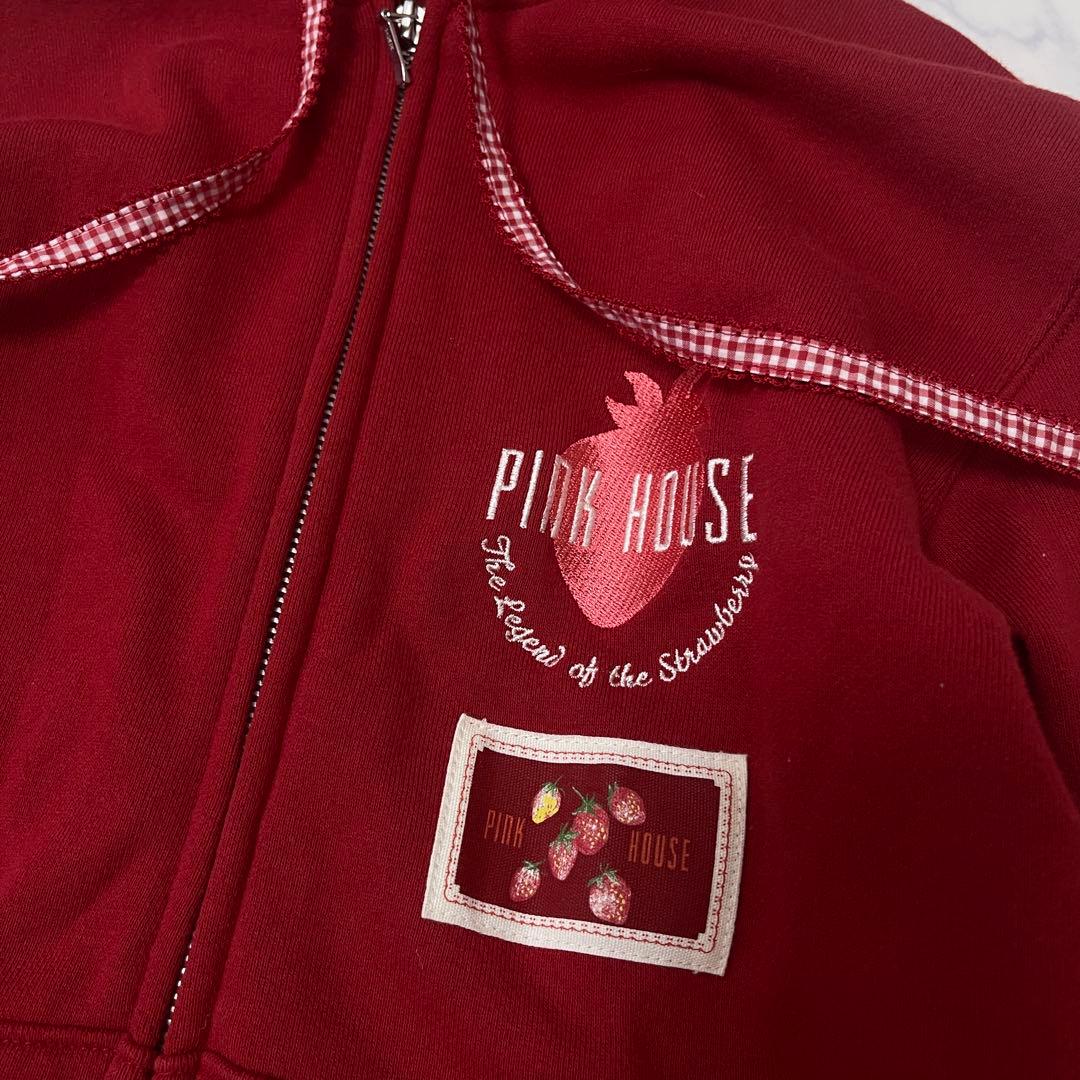 ピンクハウスいちご＆チェリーミーティングアップリケパーカー　赤