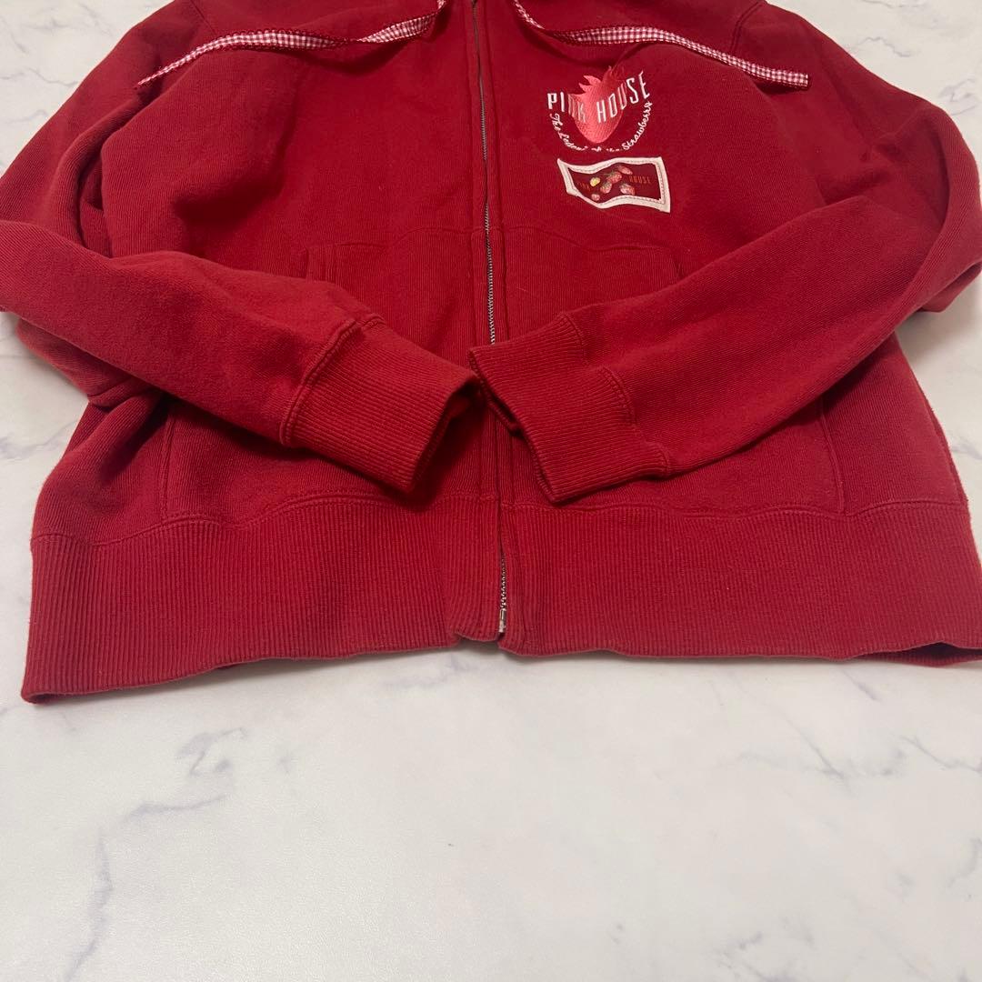 ピンクハウスいちご＆チェリーミーティングアップリケパーカー　赤