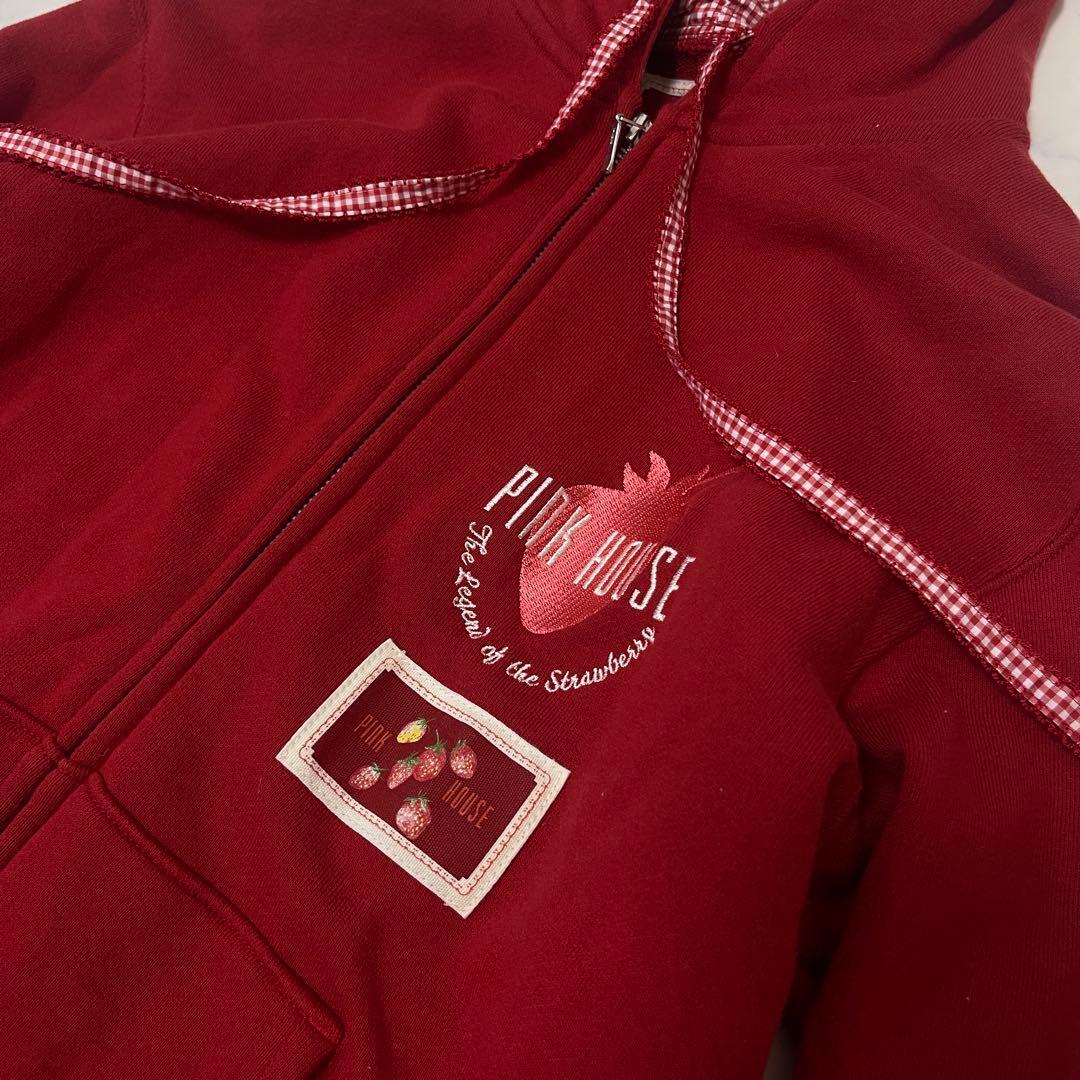 ピンクハウスいちご＆チェリーミーティングアップリケパーカー　赤