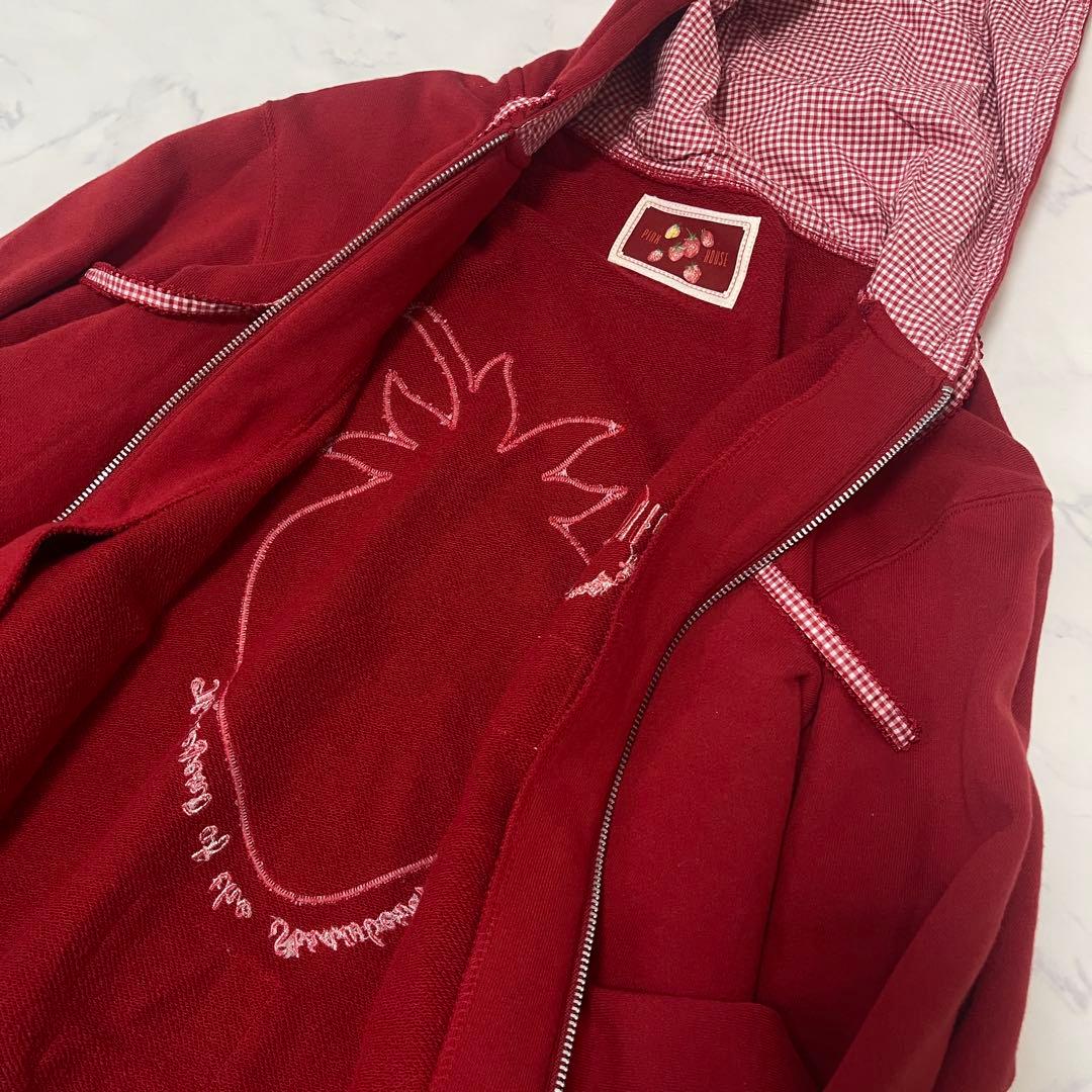 ピンクハウスいちご＆チェリーミーティングアップリケパーカー　赤