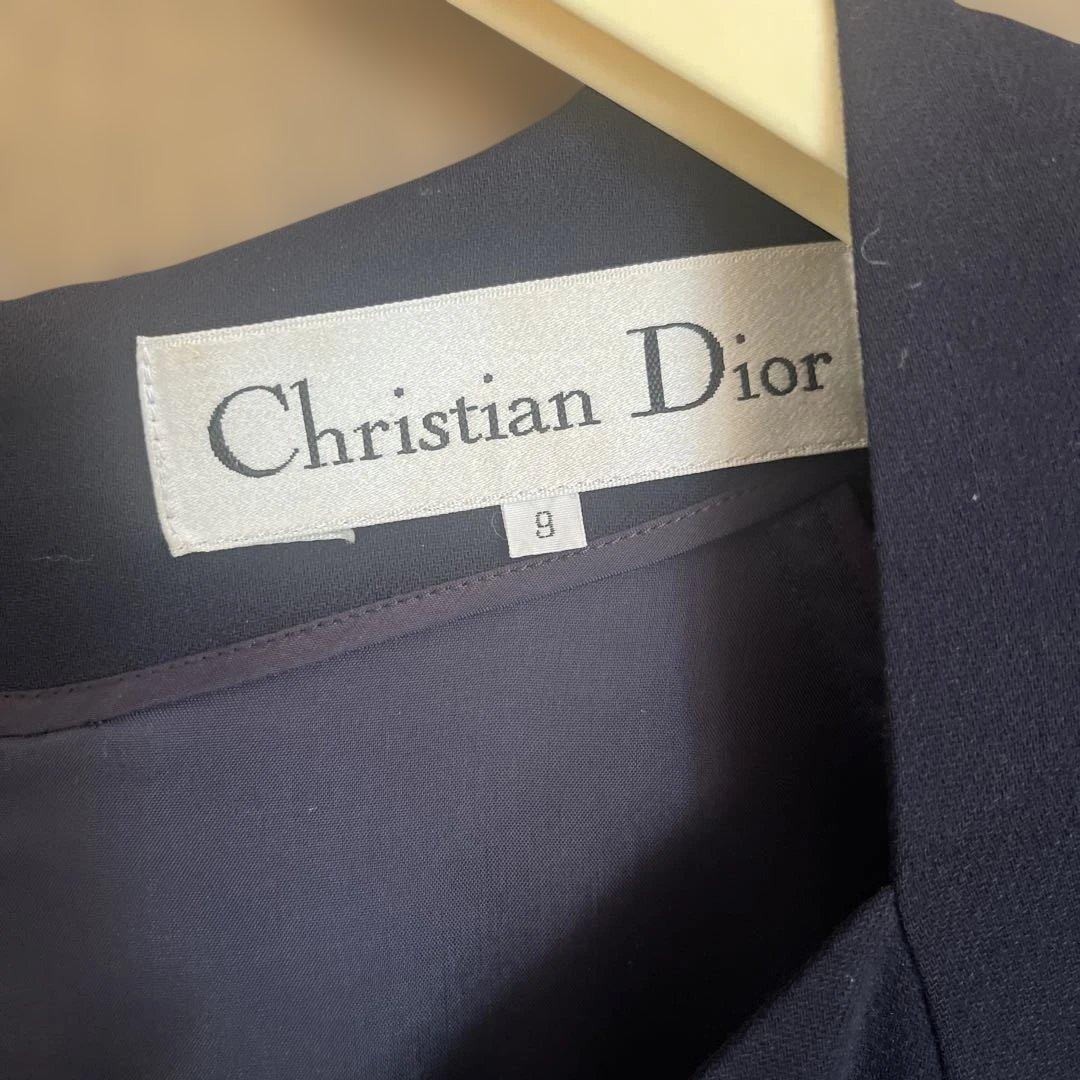Christian Dior ネイビー 長袖 ワンピース