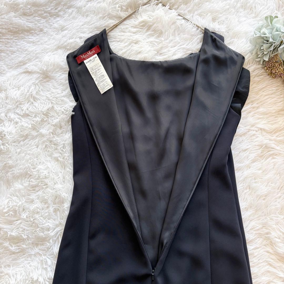 MaxMara フリルワンピース ネイビー 大きいサイズ 42 フォーマル 近年