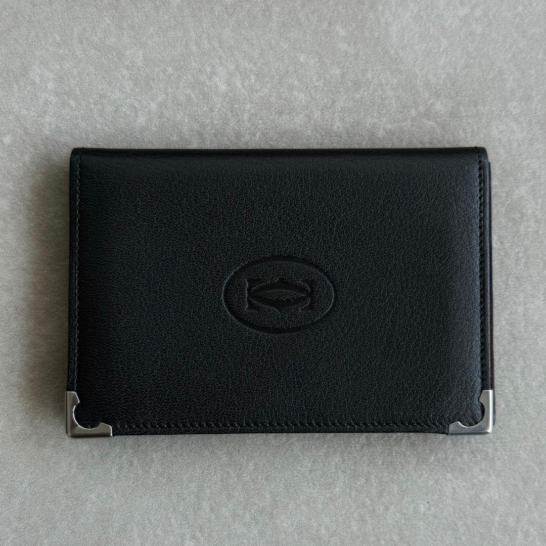 Cartier マストドゥ カーフスキン 名刺入れ カードケース 黒 ボルドー