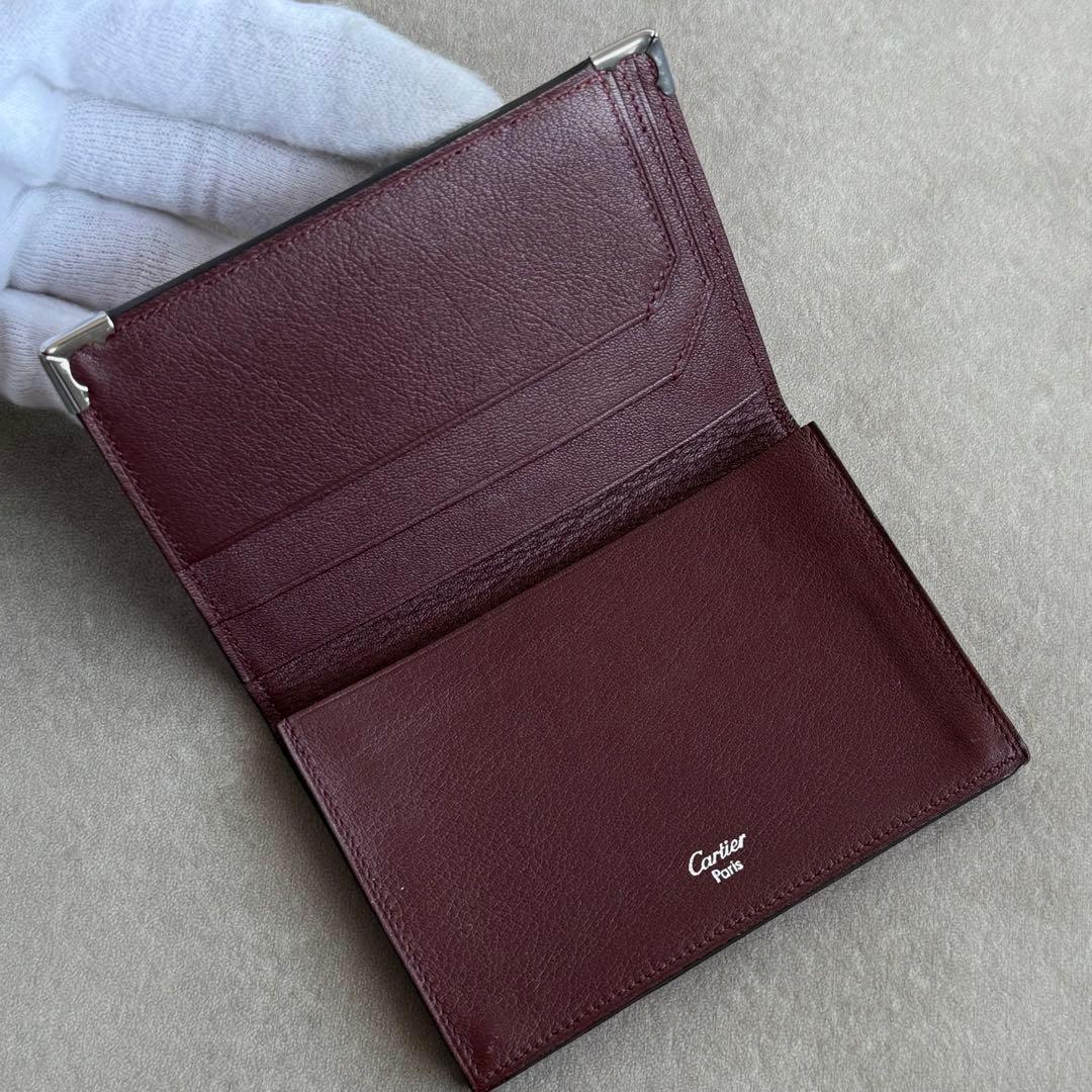 Cartier マストドゥ カーフスキン 名刺入れ カードケース 黒 ボルドー