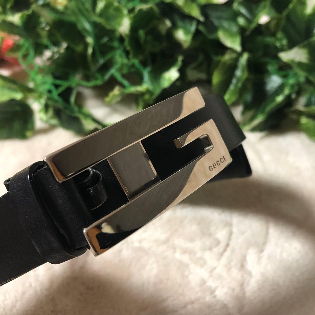 美品♡ GUCCI グッチ　ベルト　Gバックル　ブラック　黒　レザー　レディース