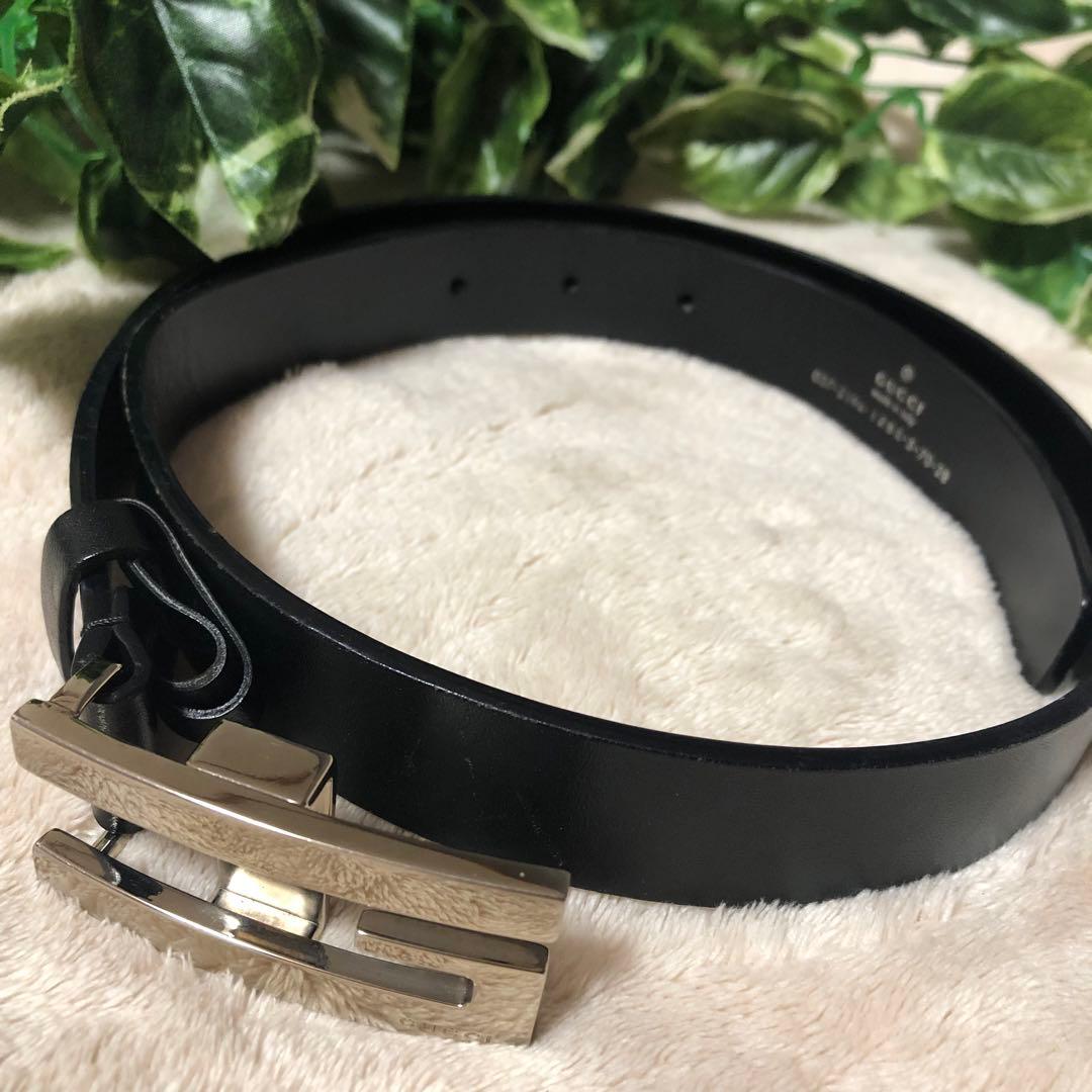 美品♡ GUCCI グッチ　ベルト　Gバックル　ブラック　黒　レザー　レディース
