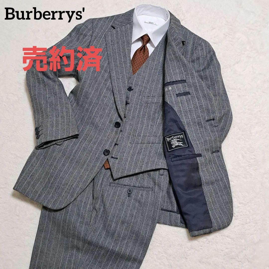バーバリー セットアップ 3ピース ストライプ グレー ウール 2B 背抜き L