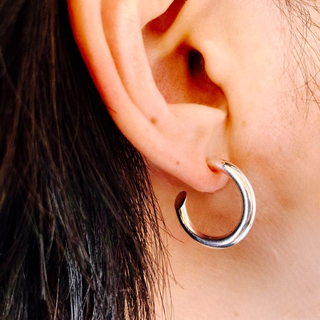 新品 【 3mm×21mm 】両耳用 シルバー925 フープピアス