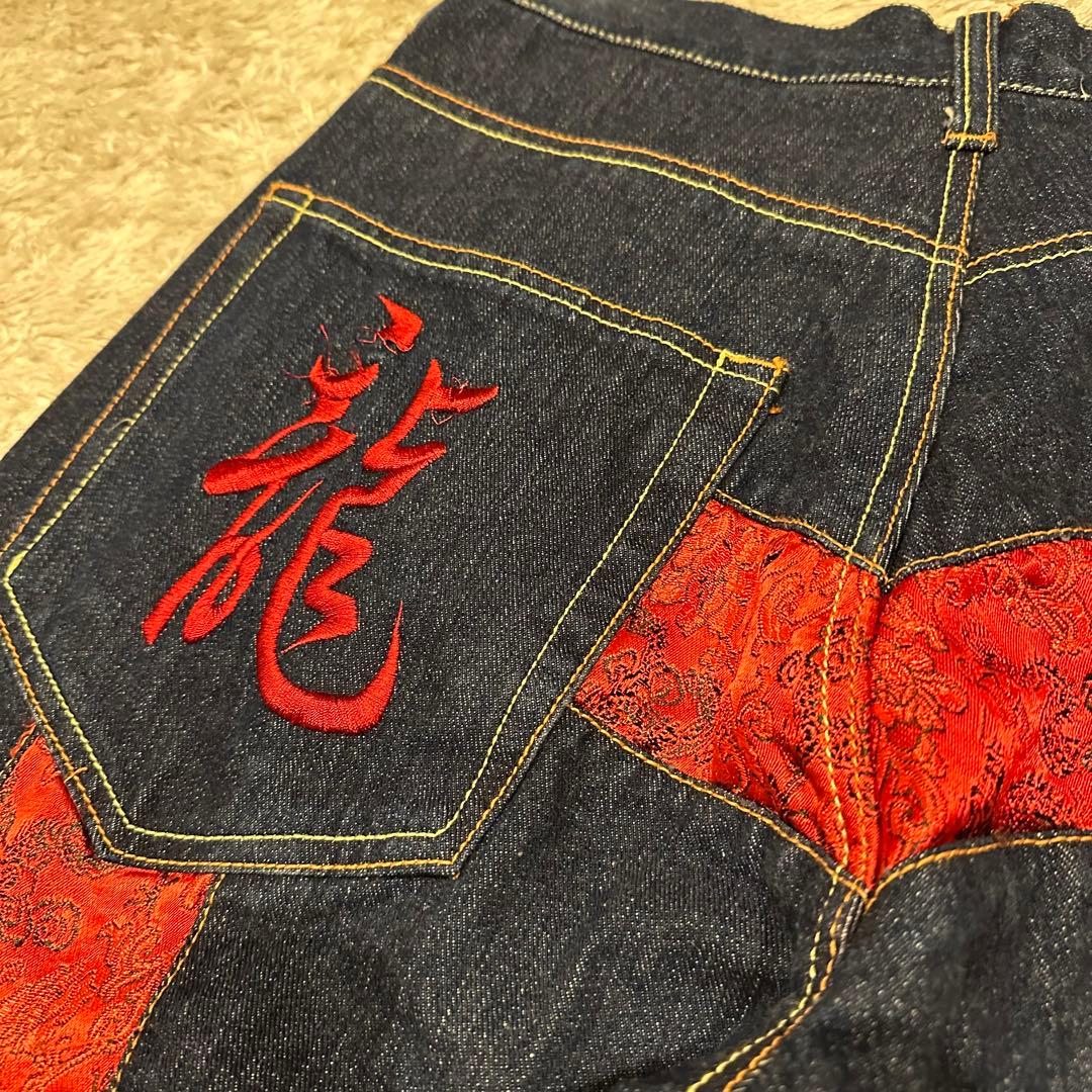 希少　DOGTOWN ドッグタウン　黒龍　デニム　パンツ　メンズ　W32 刺繍
