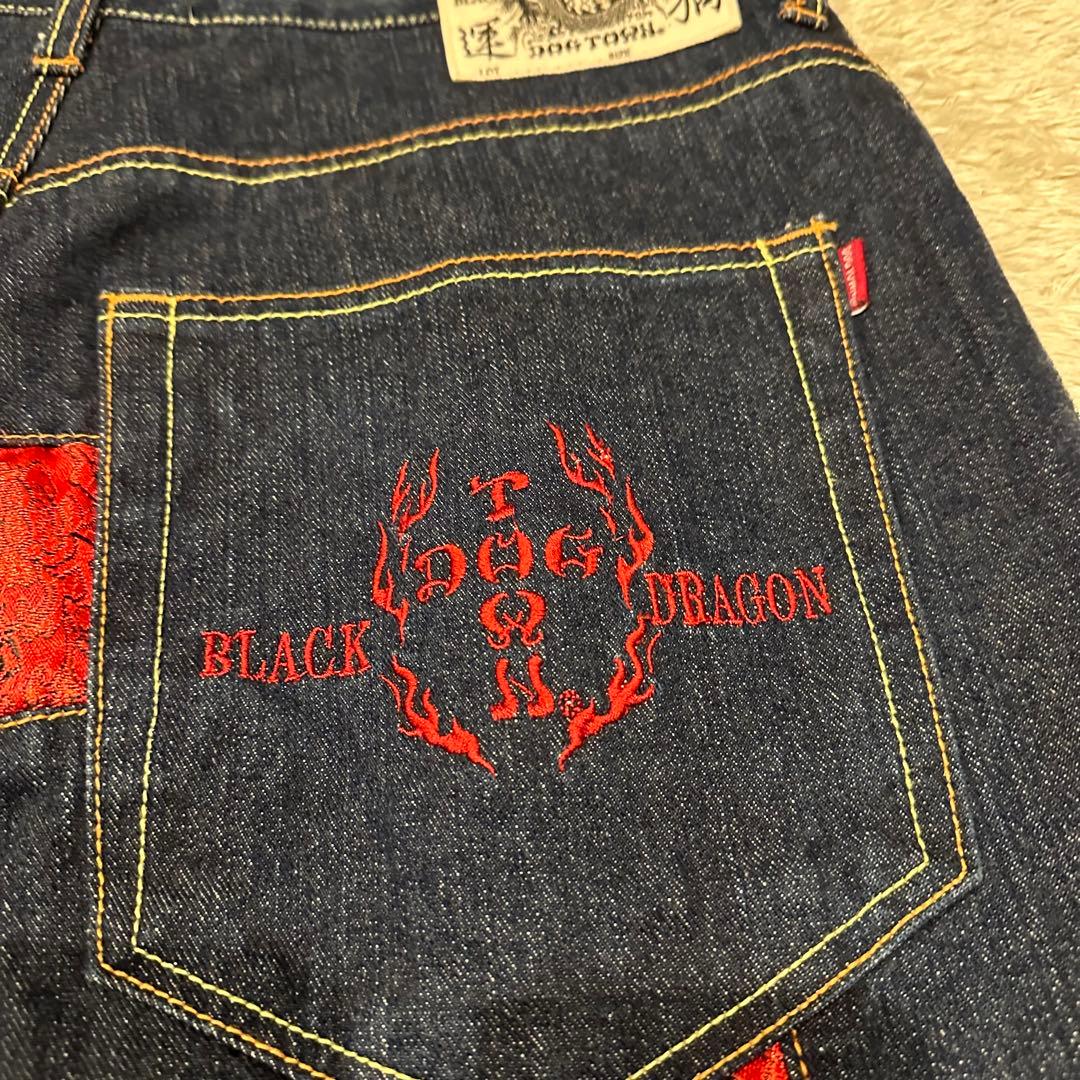 希少　DOGTOWN ドッグタウン　黒龍　デニム　パンツ　メンズ　W32 刺繍