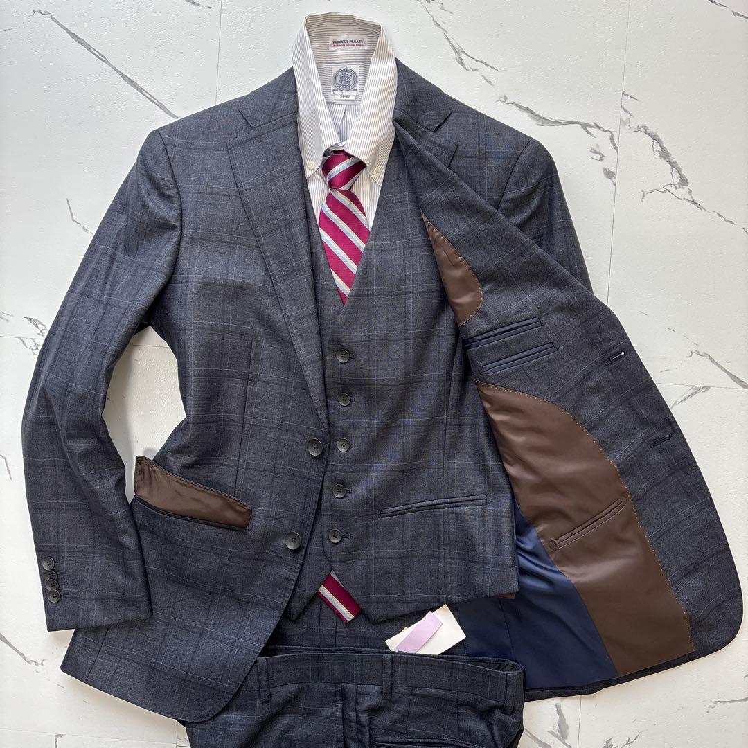 未使用級★現行★P.S.FA スーツ スリーピース ネイビー グレー Y5位