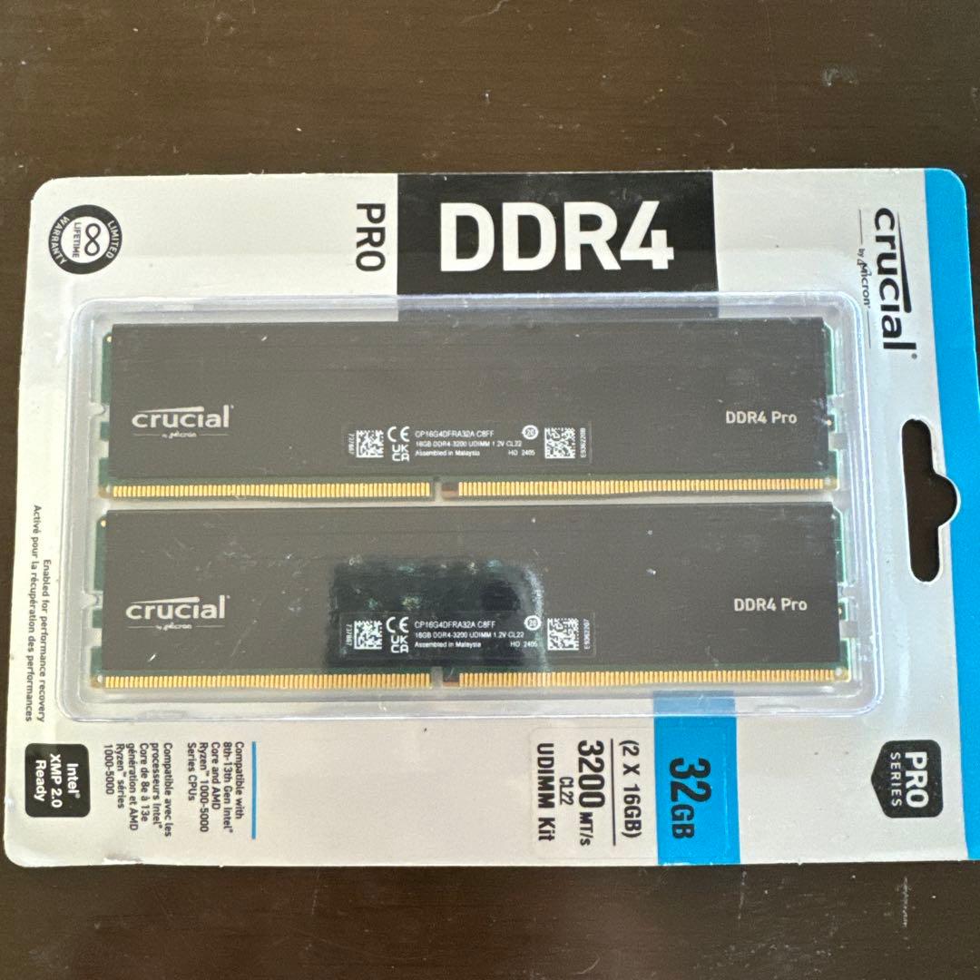 メモリー Crucial DDR4 Pro 32GB (2x16GB) 3200MT/s