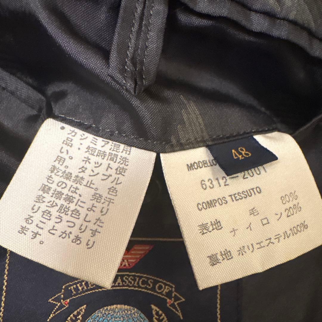 美品 EMPORIO ARMANI 金ボタン カシミヤ混ブレザー バーガンディ