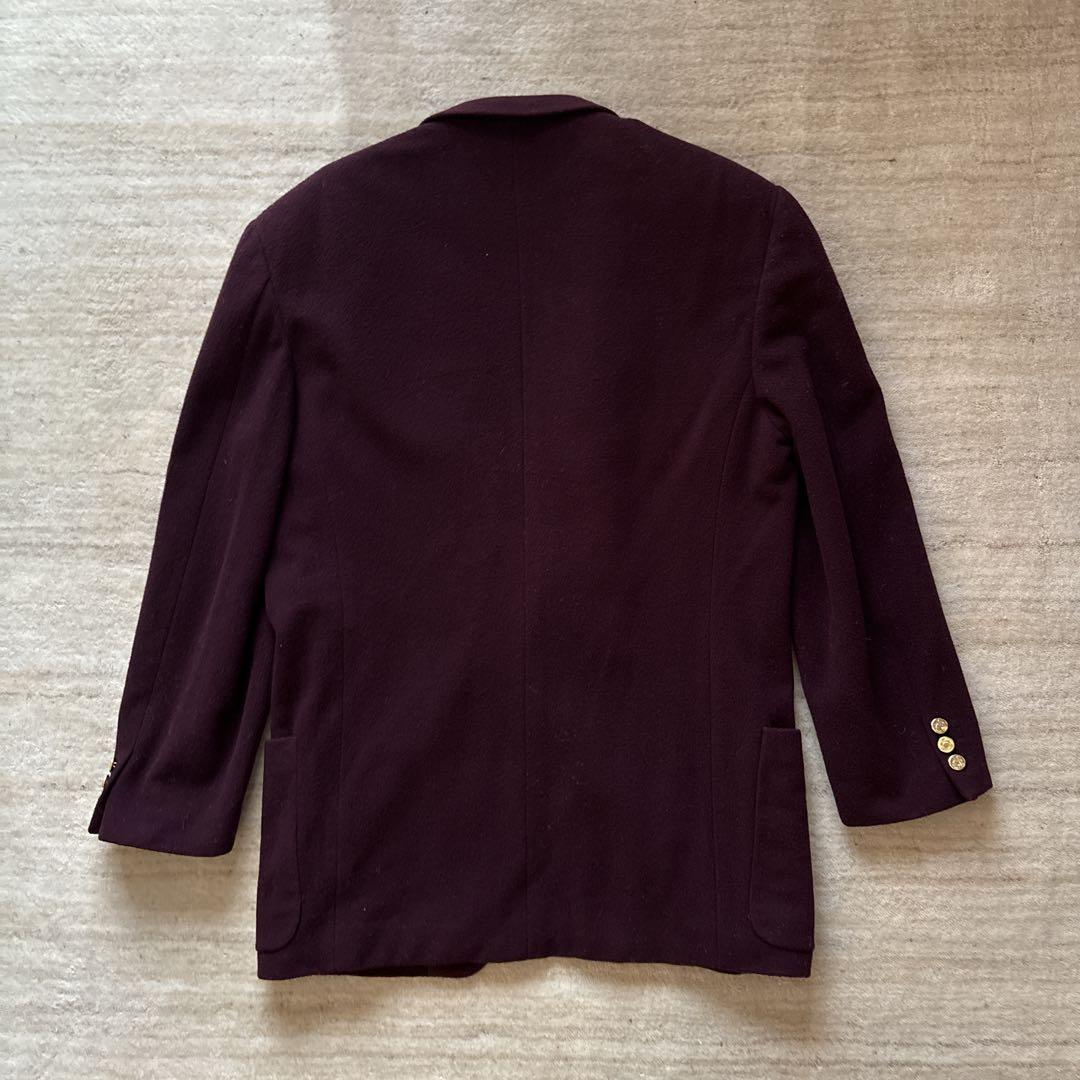 美品 EMPORIO ARMANI 金ボタン カシミヤ混ブレザー バーガンディ