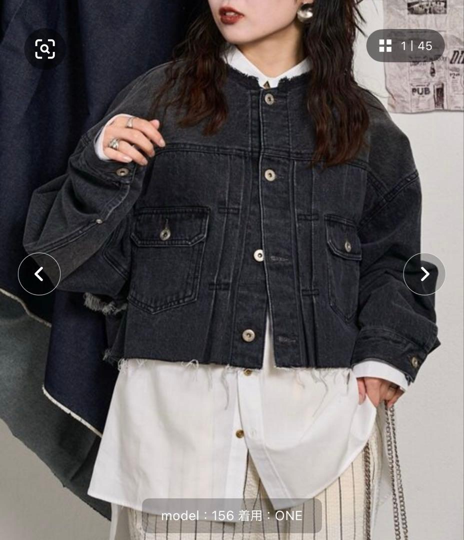 バックフリルデニムジャケット ブラック チャオパニックティピー　エシンタ