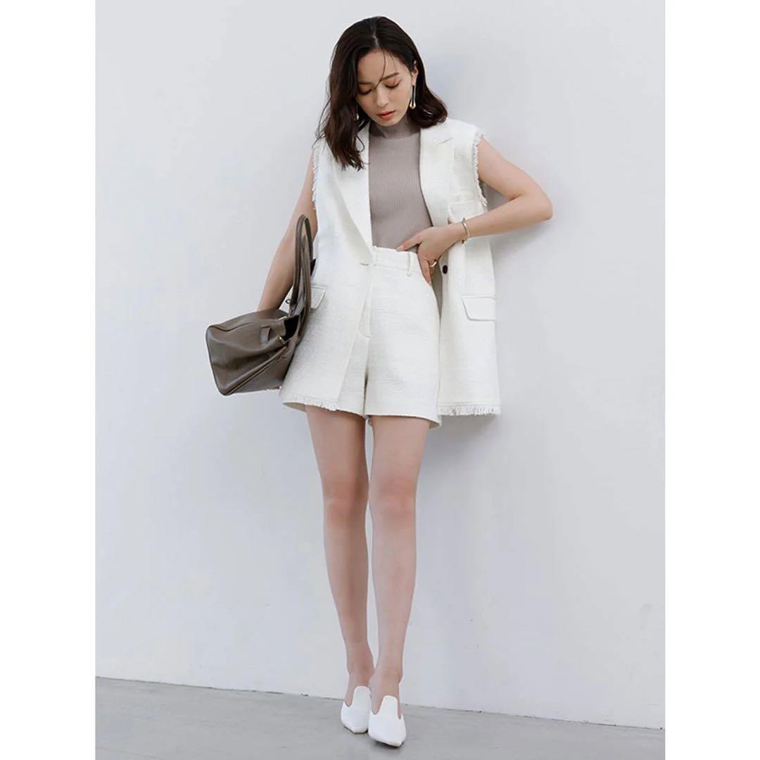 ツイードショートパンツ （WHITE）　anuans