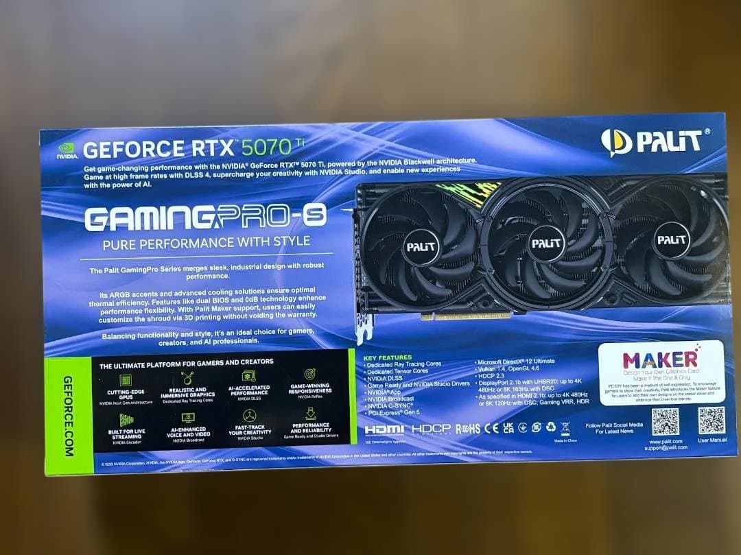 （新品未使用 領収書つき）Palit GeForce RTX 5070 Ti