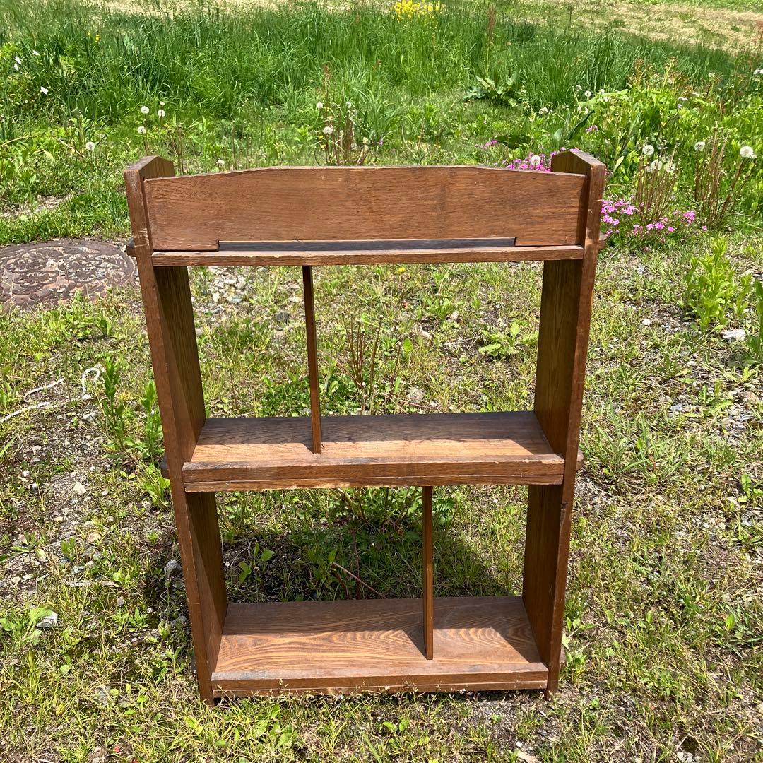 昭和レトロ 本棚 小棚 ラック 木製 本棚 楔 くさび オープンラック 当時物