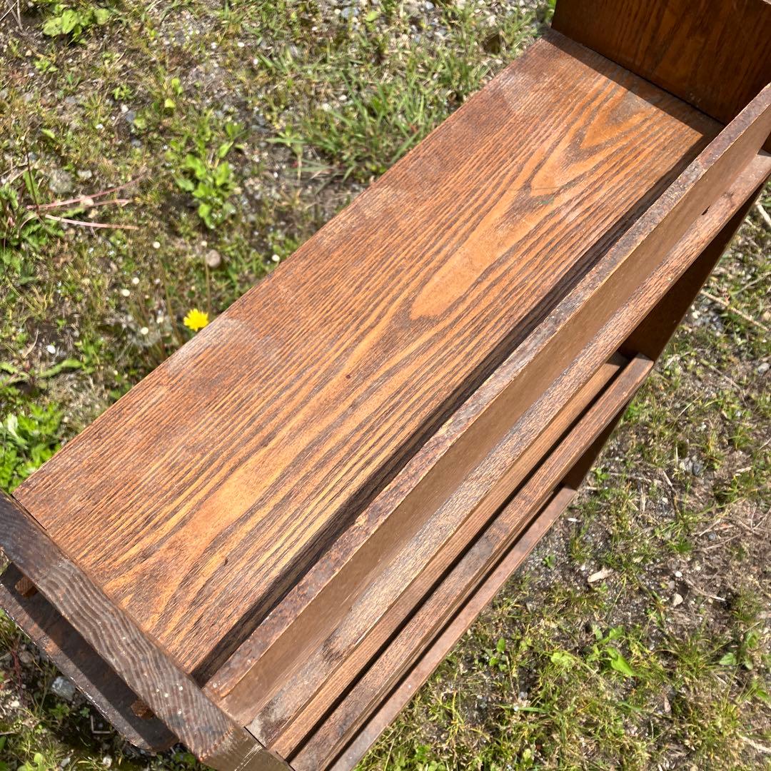 昭和レトロ 本棚 小棚 ラック 木製 本棚 楔 くさび オープンラック 当時物