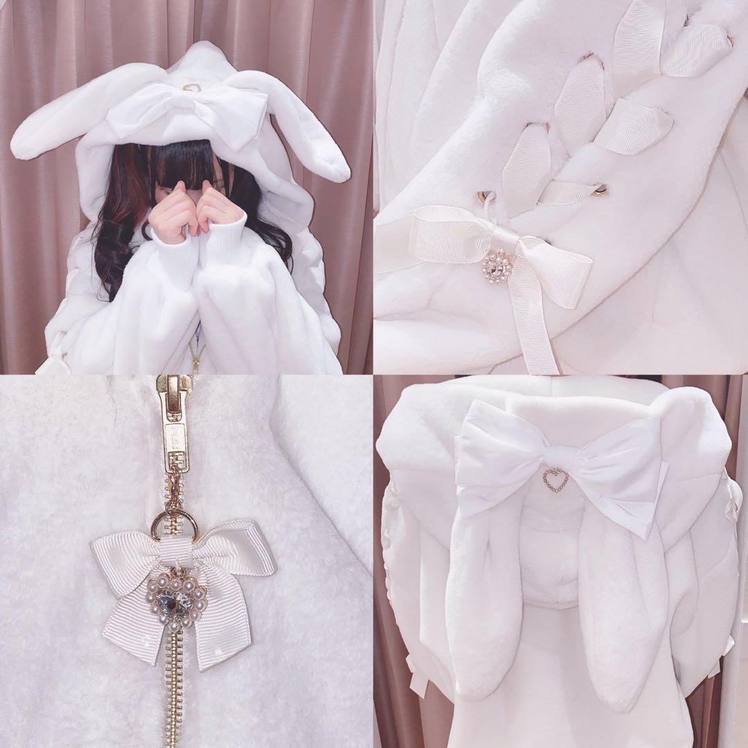 リボンうさみみファーブルゾン ホワイト 0