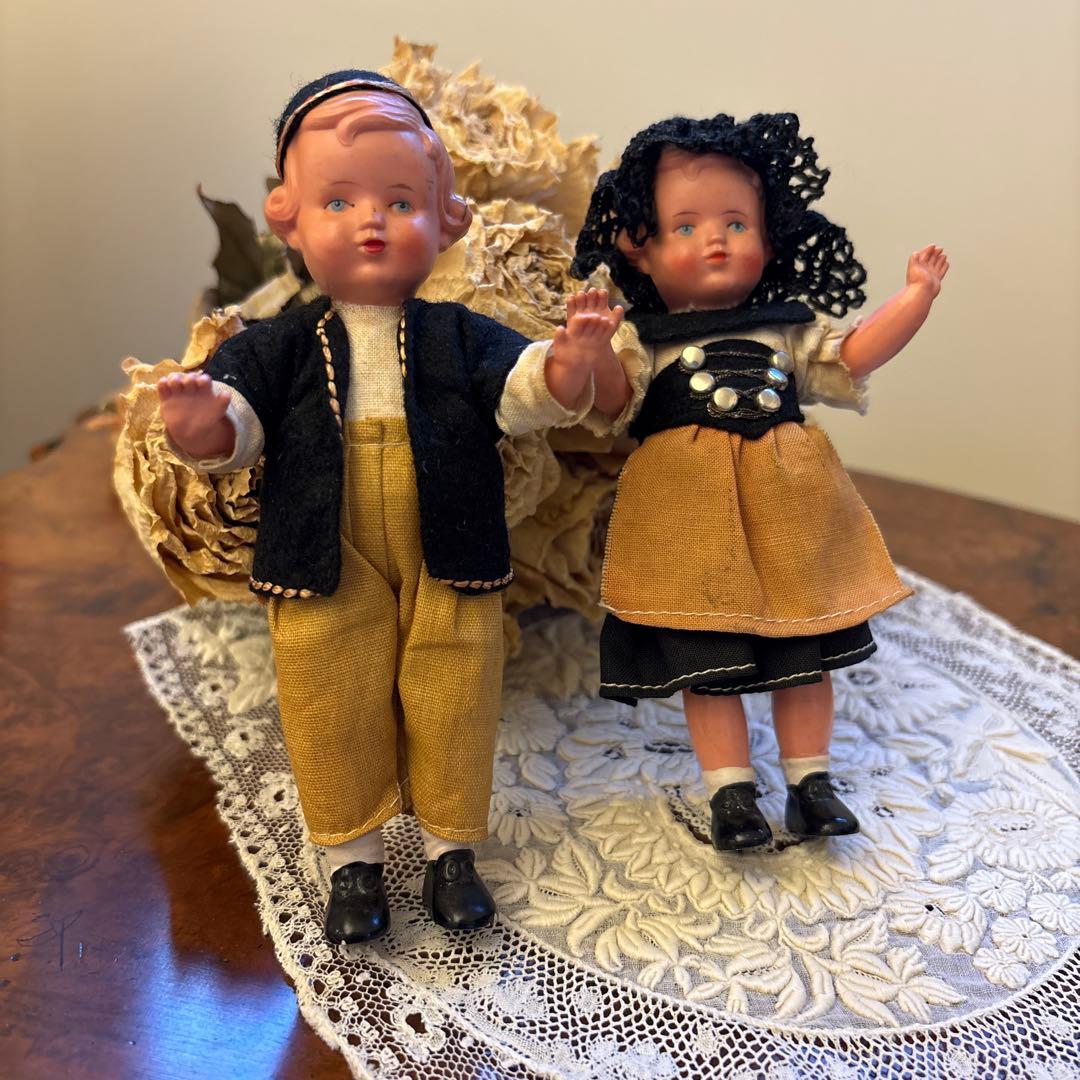 ★セルロイド人形★フランス　ヴィンテージドール　ミニョネット　男女セット