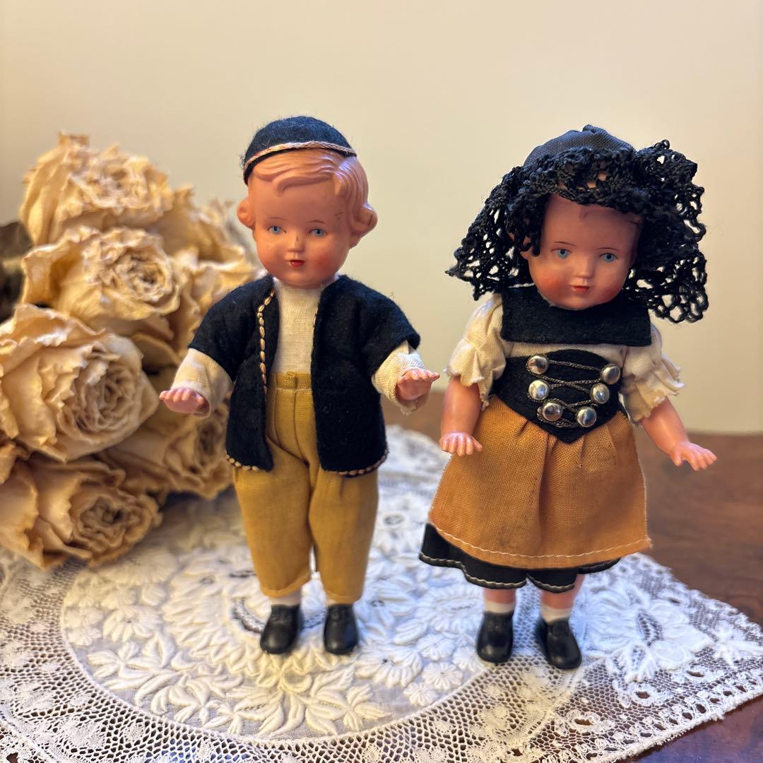 ★セルロイド人形★フランス　ヴィンテージドール　ミニョネット　男女セット