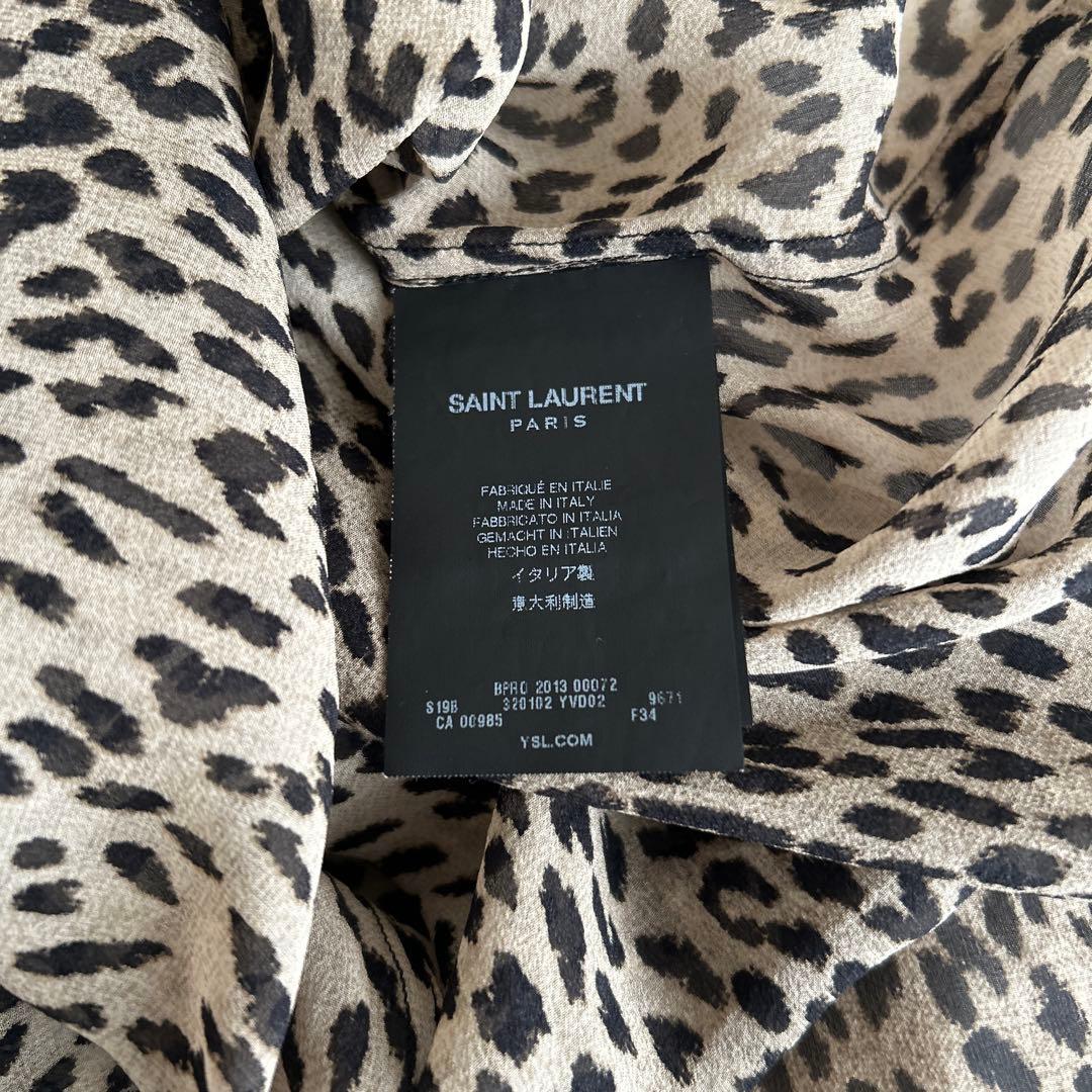 美品サンローランパリ　シルクレオパート　リボンタイブラウス　BABYCAT