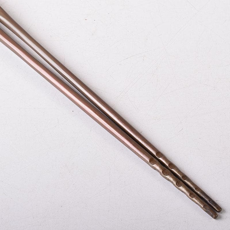 茶道具　金工師　木村清五郎（清雲）造　銅製　菊頭　火箸　共布共箱　C　R8471