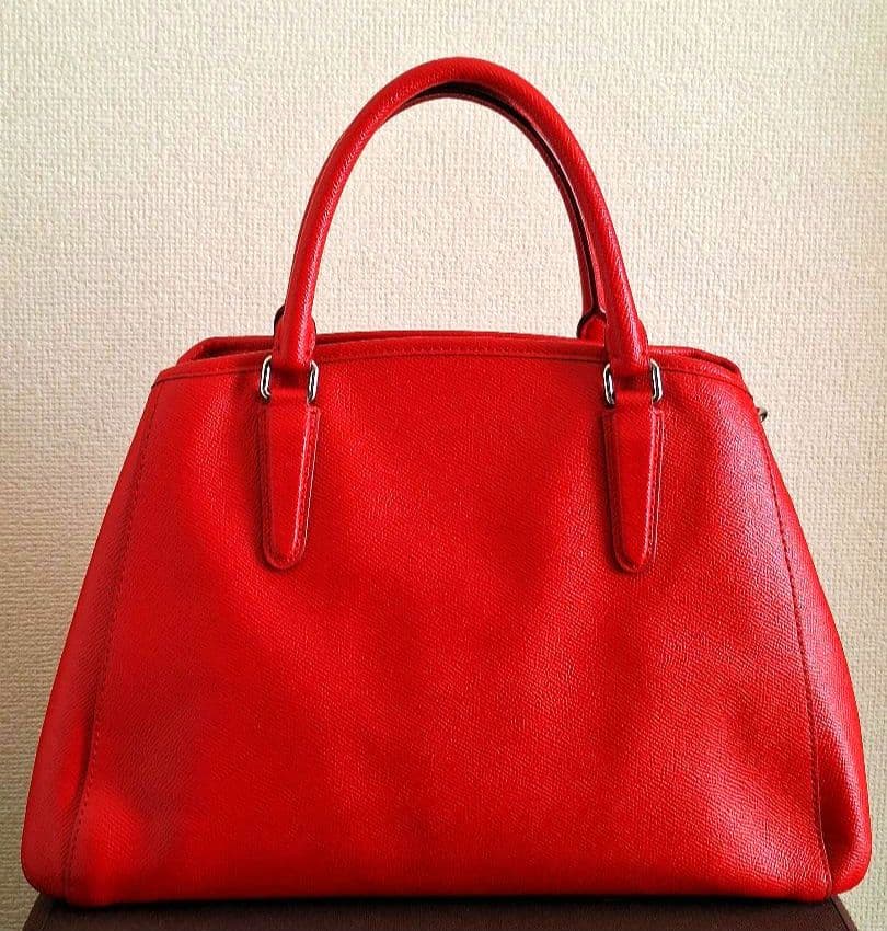 極美品　コーチ 赤 レザーハンドバッグ