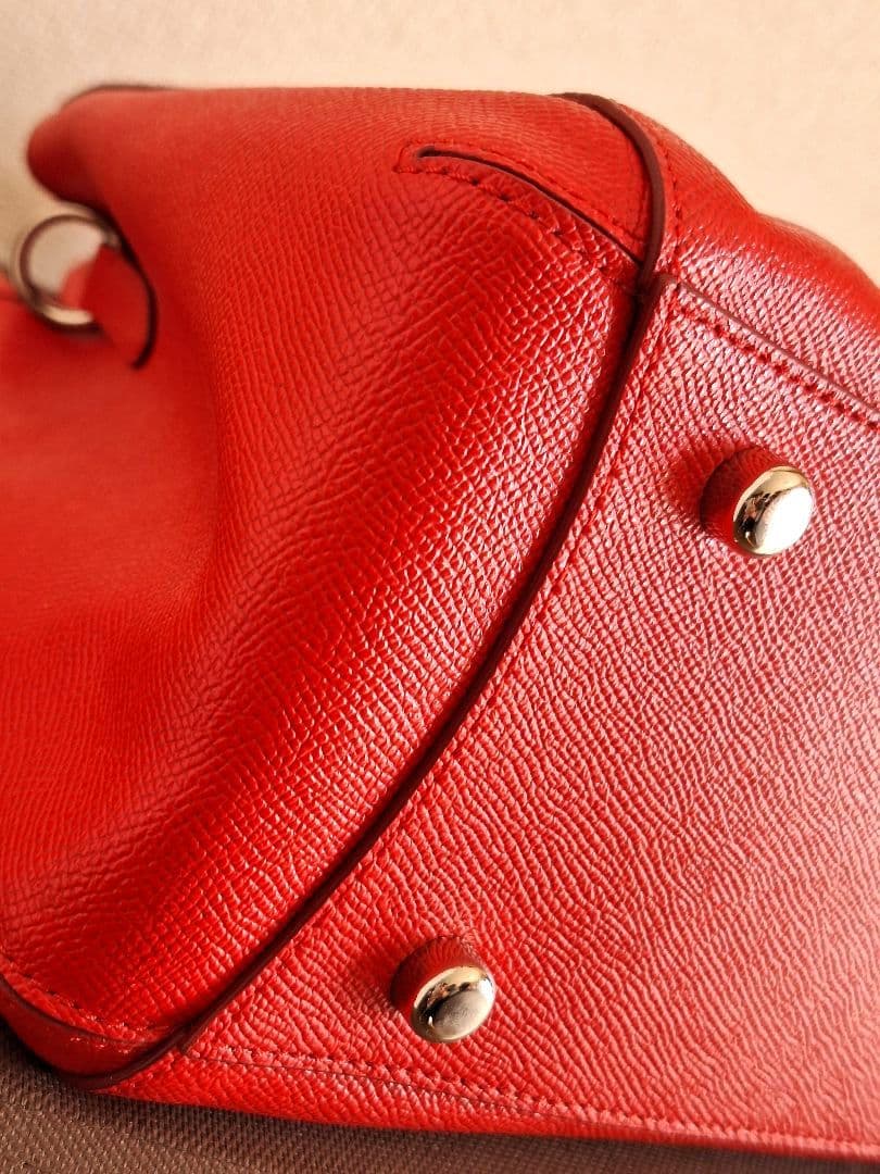 極美品　コーチ 赤 レザーハンドバッグ