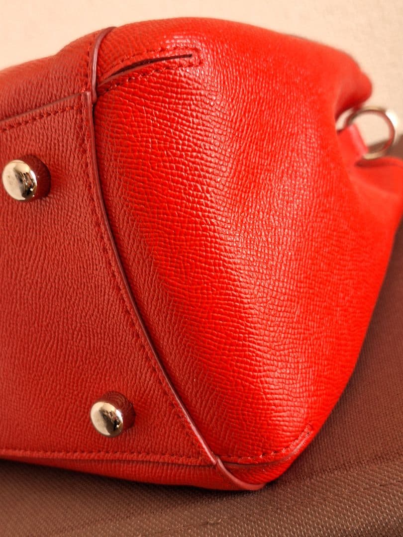 極美品　コーチ 赤 レザーハンドバッグ
