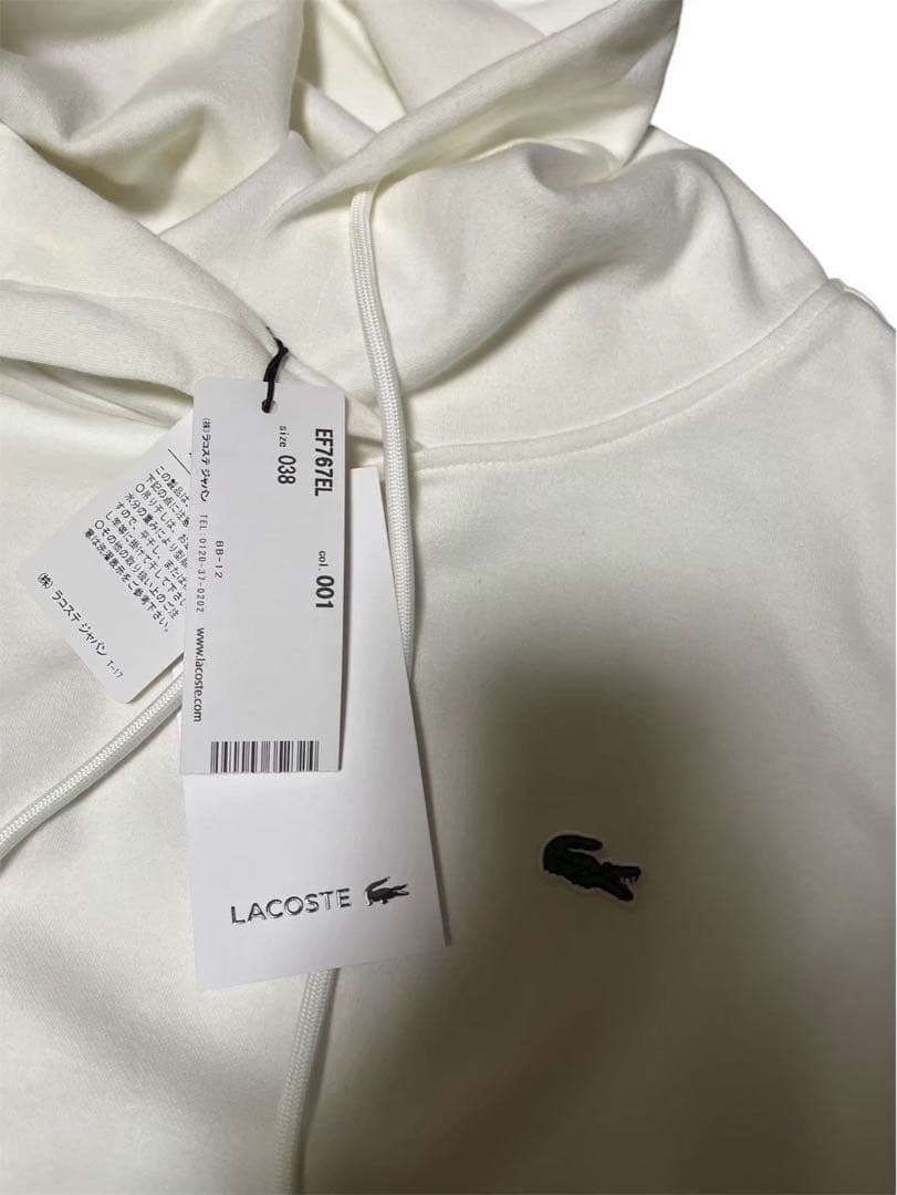 新品Lacoste ラコステフードワンピース　レディース　白トレーナーワンピース