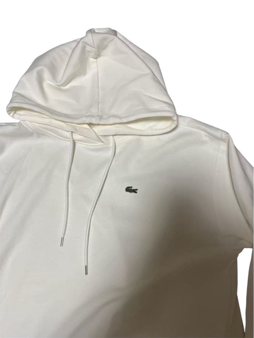 新品Lacoste ラコステフードワンピース　レディース　白トレーナーワンピース