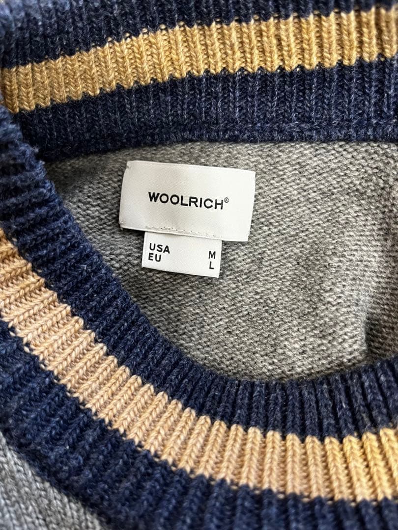Woolrich ウールリッチ 羊刺繍 グレー ニット セーター メンズ M