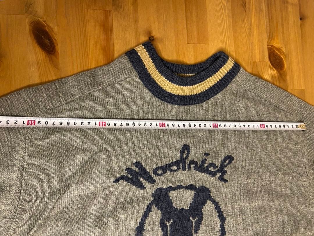 Woolrich ウールリッチ 羊刺繍 グレー ニット セーター メンズ M