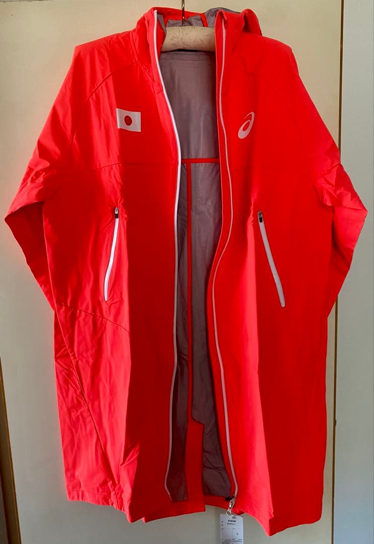 レインコート 雨具 asics L メンズ JAPAN 日本代表 カッパ 未着用