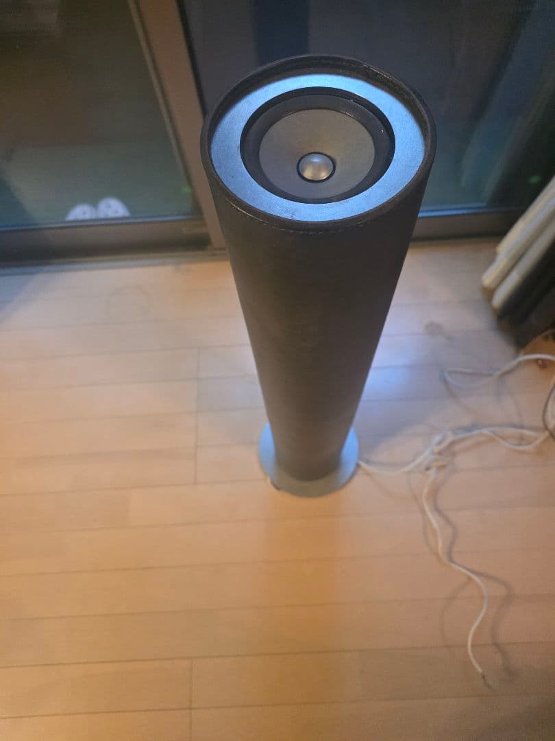 フロア型スピーカー 円筒形革巻き 自作スピーカー２セット