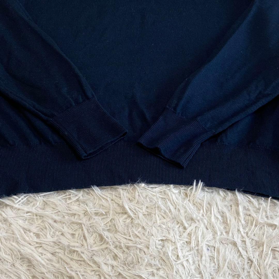 【美品】ジョンスメドレー　タートルネック　ニット　ネイビー　ウール　英国製　L