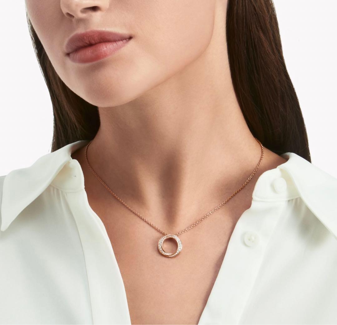 茶むGRAFF ダブルリングデザイン ネックレス