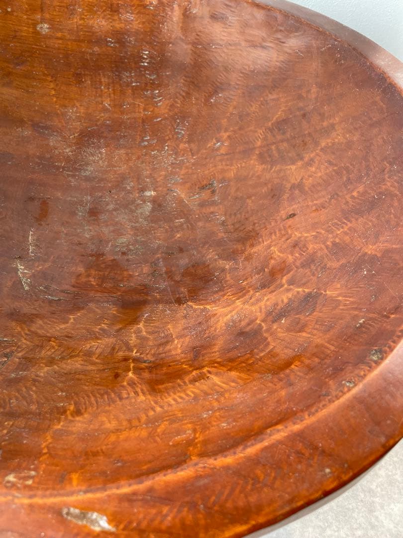 木製 大きな円錐形ボウル チーク無垢材