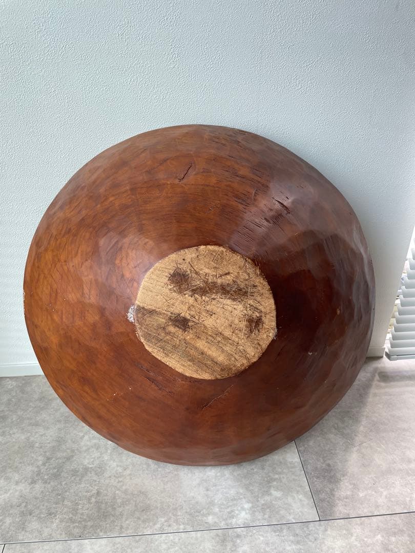 木製 大きな円錐形ボウル チーク無垢材